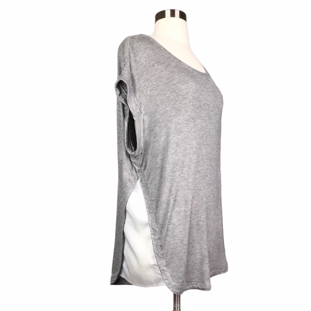 🎈SALE Harvé Benard Sleeveless Boxy Tunic Top Size M Gray Chiffon Side Lagenlook